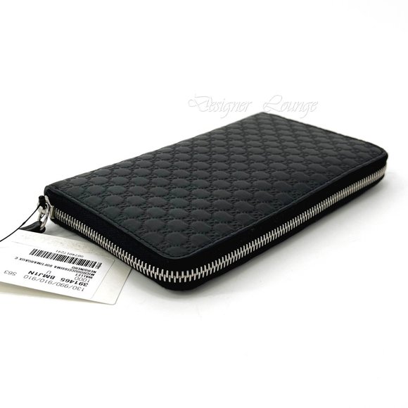 ⚡️SOLD! NEW GUCCI Black Leather Micro GG Guccissima Zip Around Large Wallet - Picture 3 of 13